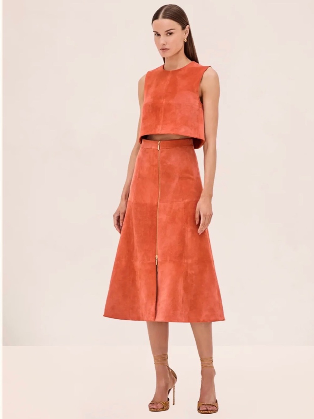 Alexis Marni Suede Crop Top with Back Zipper